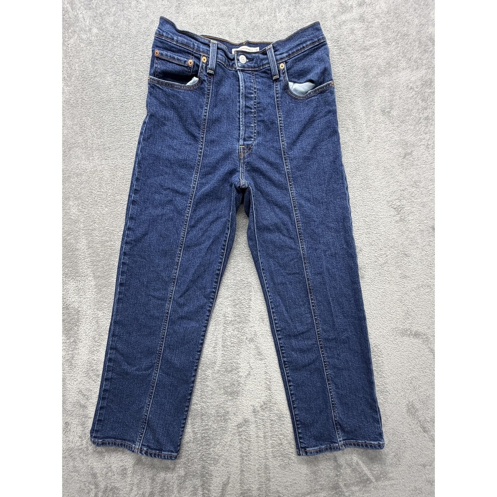 Levis Jeans Womens Measured 31x26 Blue Ribcage Straight Ankle High Rise Stretch‎